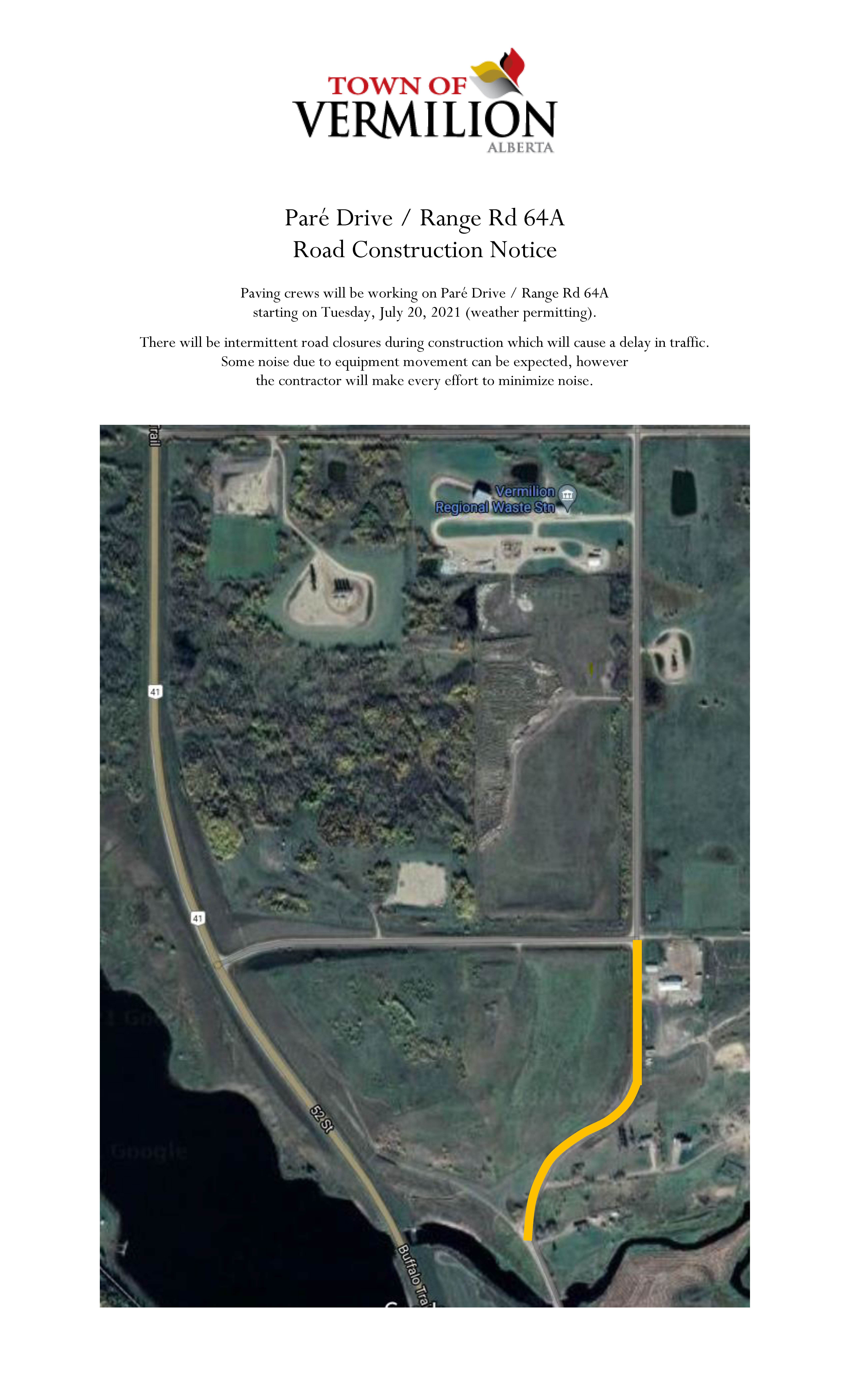 Road Closure Pare Drive